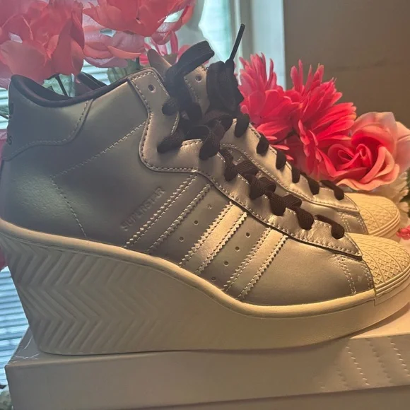 Adidas Superstar Women's Silver Wedge Sneakers